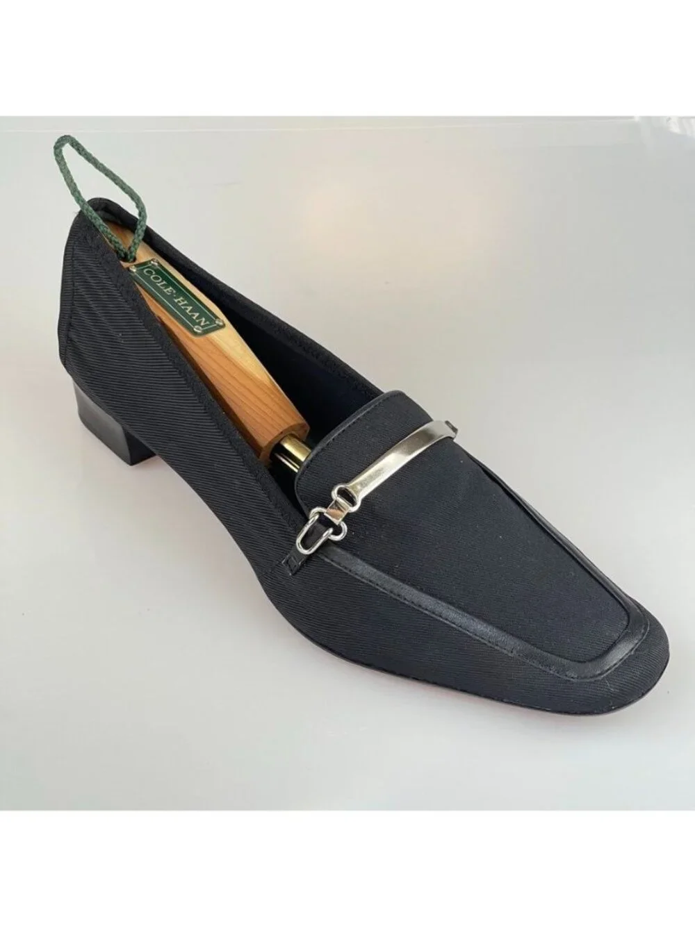 TALBOTS Shoes Women's Size US 8AA Black Leather Trim Fabric Loafer
